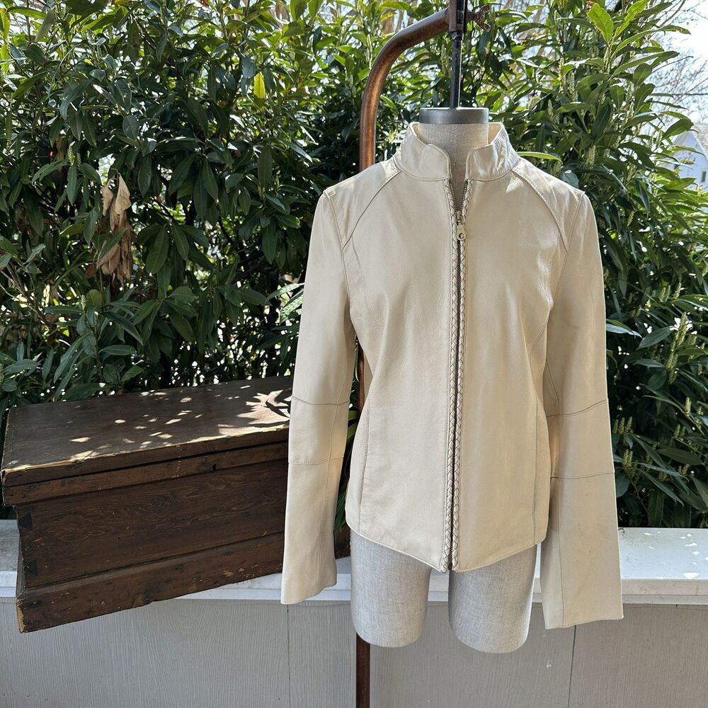 Vintage Wilsons Leather Cream Jacket Minimalist Western Boho Y2K Sz L